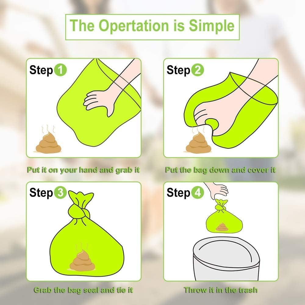 Dog Poop Pickup Bags Holder Dispenser with Standard-Sized Leak-Proof Scented Doggy Waste Bags and Carabiner with Safety Lock&Fastener Never Loose on Leash Lead Again (1 Holder 195 Bags, Beige)