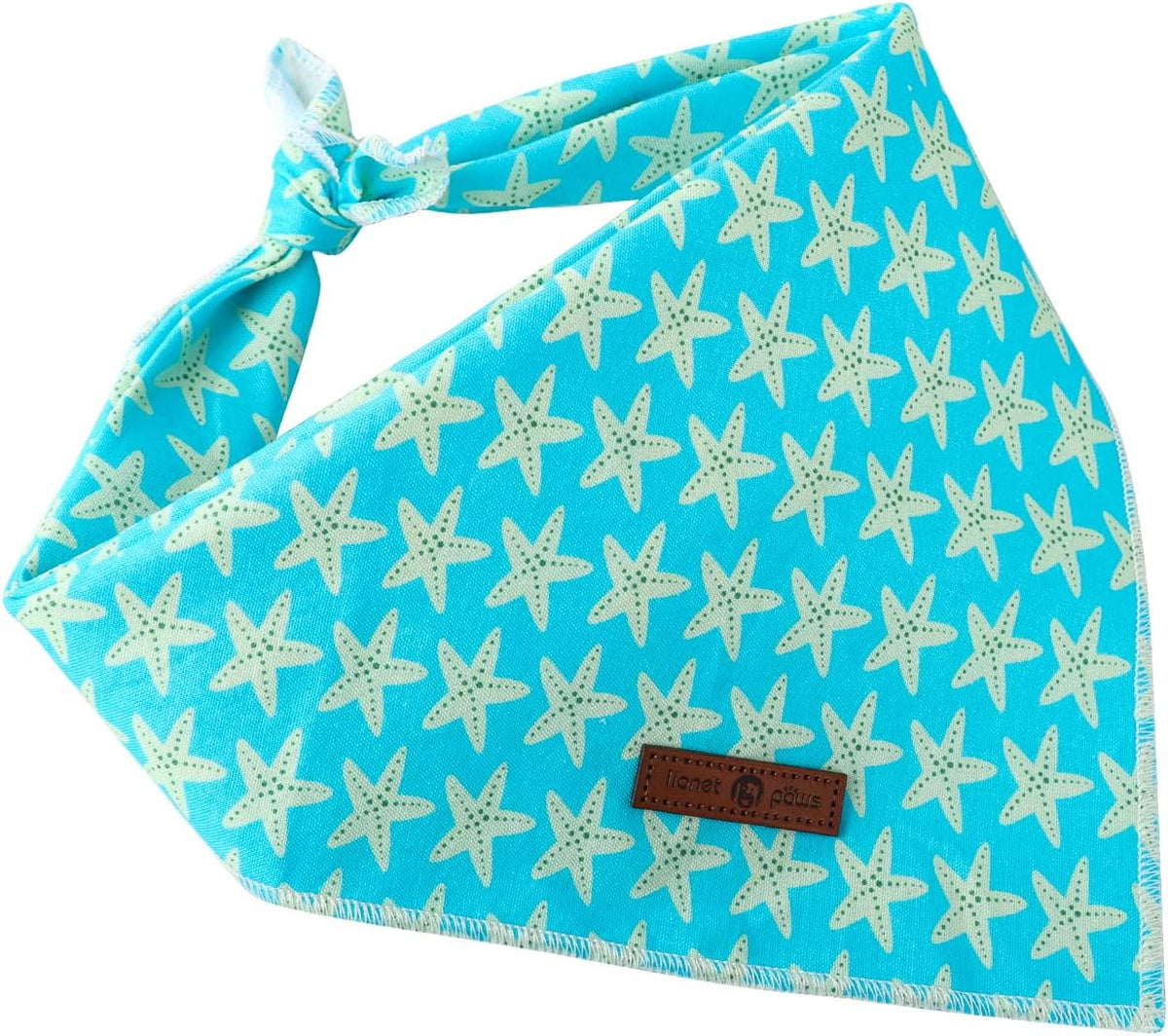 Summer Dog Bandana Starfish for Small Medium Large Dogs, Cat Dog Kerchief Triangle Bibs Scarf for Male Female