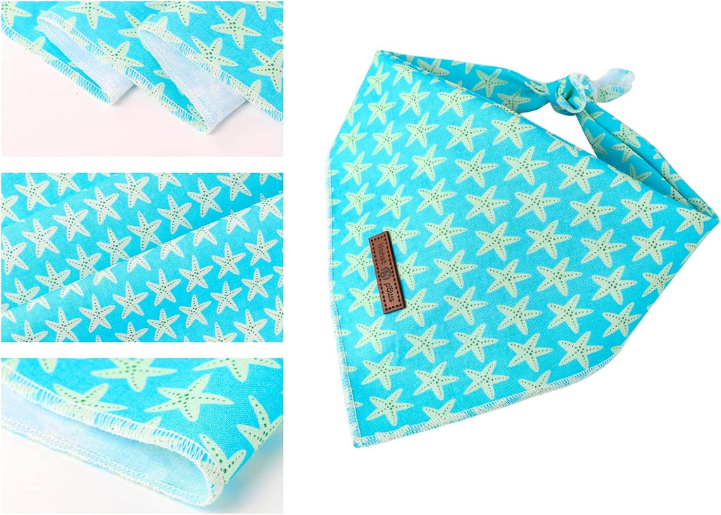 Summer Dog Bandana Starfish for Small Medium Large Dogs, Cat Dog Kerchief Triangle Bibs Scarf for Male Female