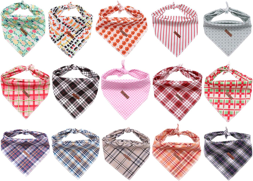 Dog Bandana Washable Cotton Handkerchief Scarf Triangle Bandana for Small Medium Large Dogs Grey