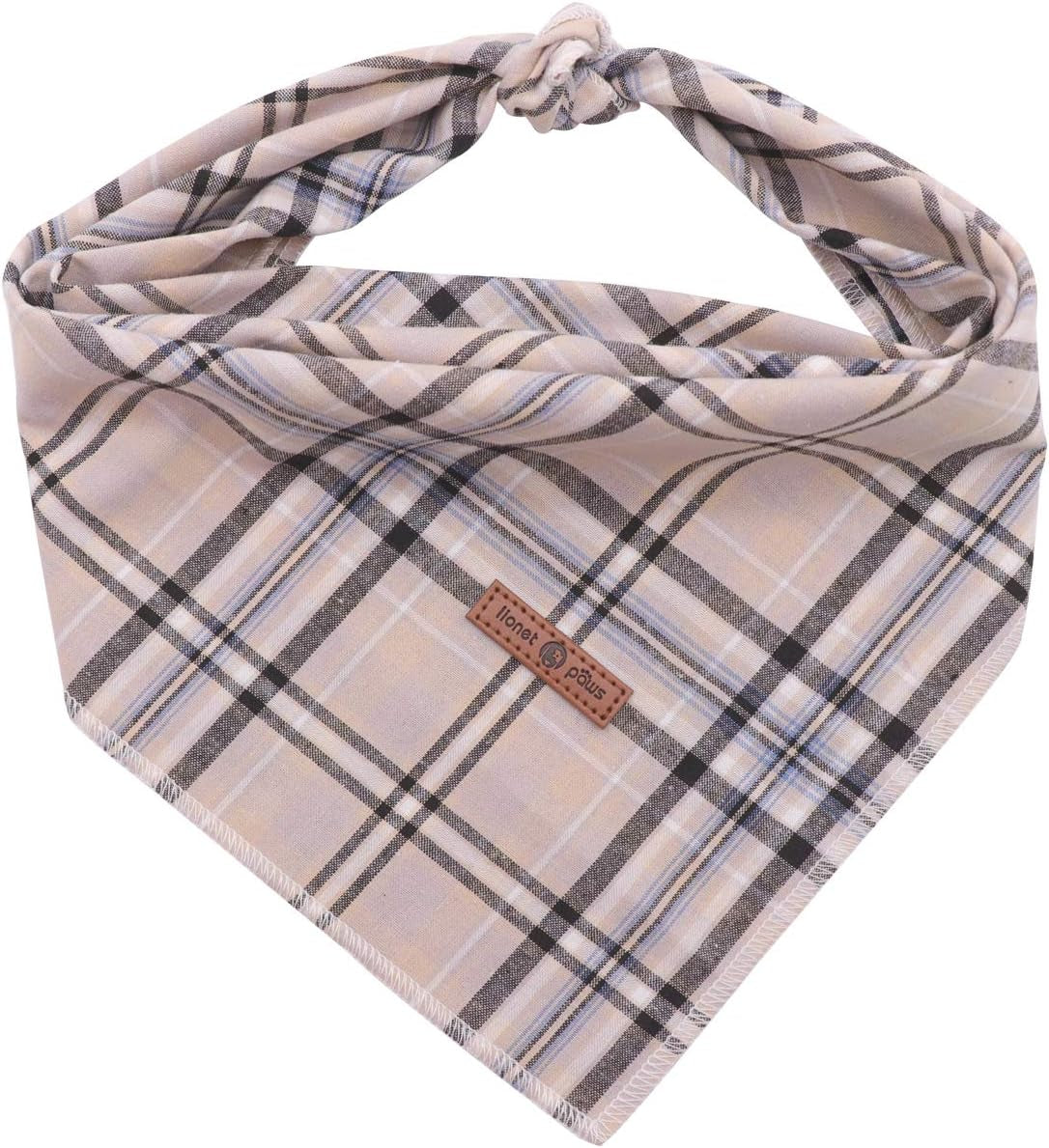 Dog Bandana Washable Cotton Handkerchief Scarf Triangle Bandana for Small Medium Large Dogs Grey