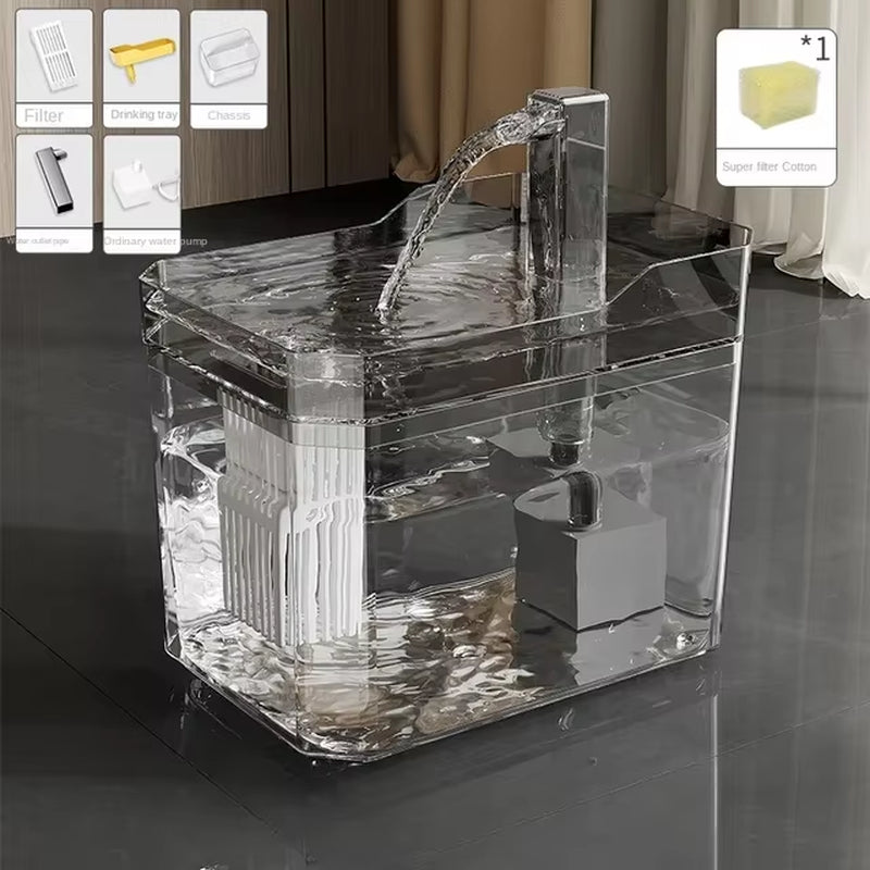 Cat Water Fountain Auto Filter Transparent Cat Drinker USB Anti-Dry Burning Recirculate Filtering Water Dispenser with Pump