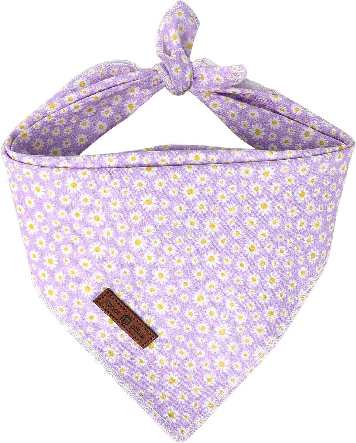 Spring Daisy Dog Bandana Washable Cotton Handkerchief Scarf Triangle Purple Bandana for Small Medium Large Dogs Girl Boy