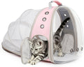 Back Extension Cat Travel Carrier Backpack (Pink, Clear Window)