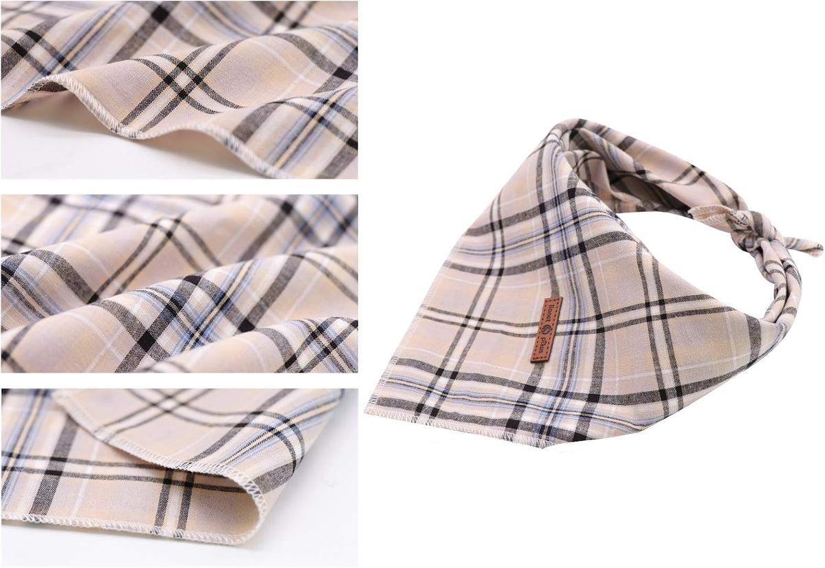 Dog Bandana Washable Cotton Handkerchief Scarf Triangle Bandana for Small Medium Large Dogs Grey